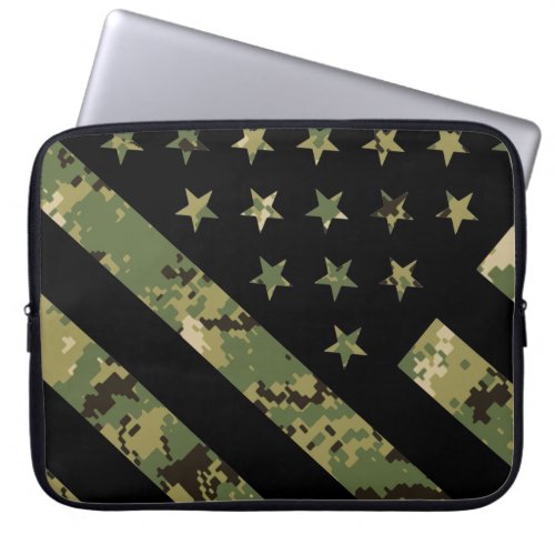 Military Digital Camouflage US Flag Laptop Sleeve