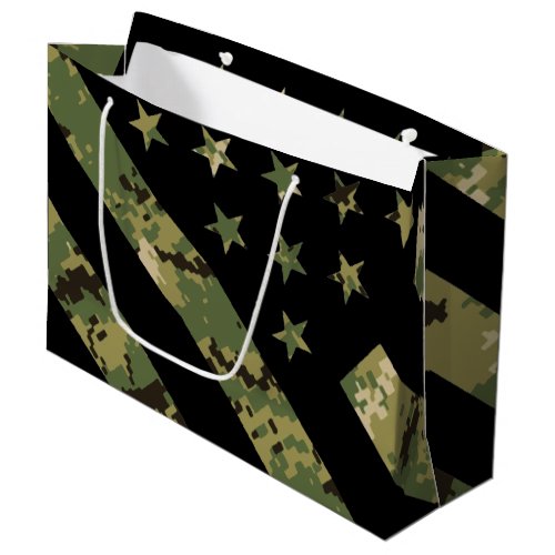 Military Digital Camouflage US Flag Large Gift Bag