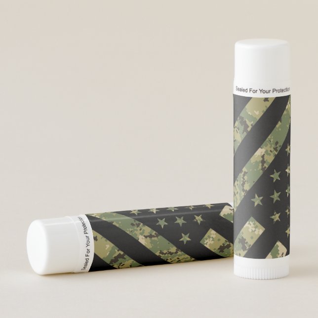 Military Digital Camouflage US Flag Lip Balm (Front)