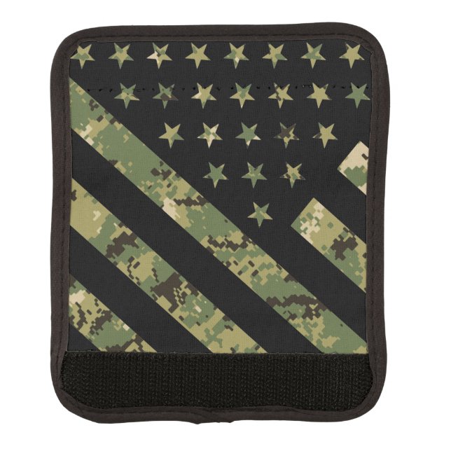 Military Digital Camouflage US Flag Luggage Handle Wrap (Front)