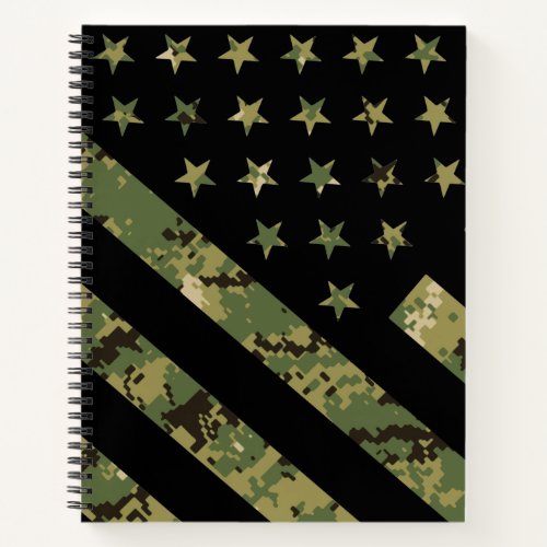 Military Digital Camouflage US Flag Notebook