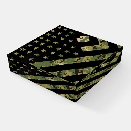 Military Digital Camouflage US Flag Paperweight