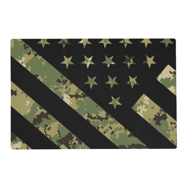 Military Digital Camouflage US Flag Placemat (Front)