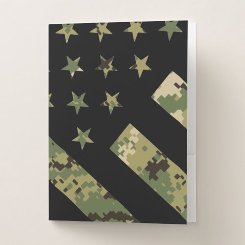 Military Digital Camouflage US Flag Pocket Folder