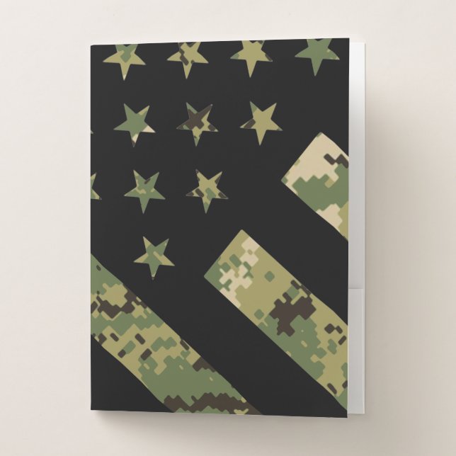 Military Digital Camouflage US Flag Pocket Folder (Front)