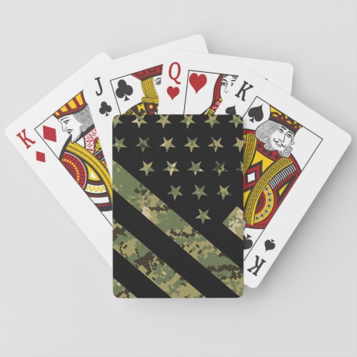 Military Digital Camouflage US Flag Poker Cards