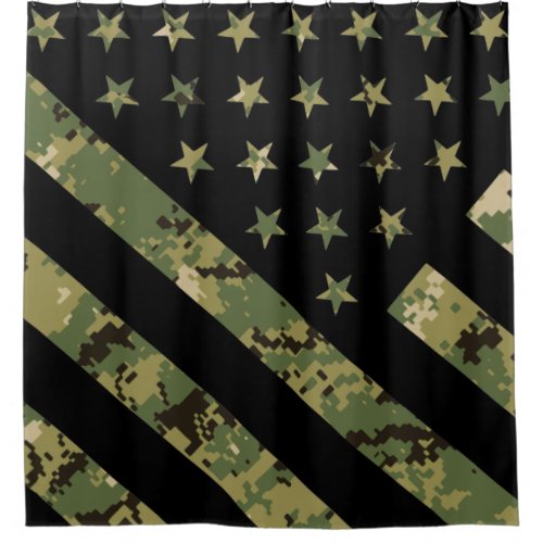 Military Digital Camouflage US Flag Shower Curtain