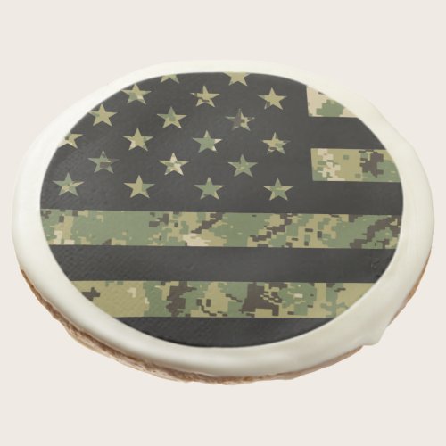 Military Digital Camouflage US Flag Sugar Cookie