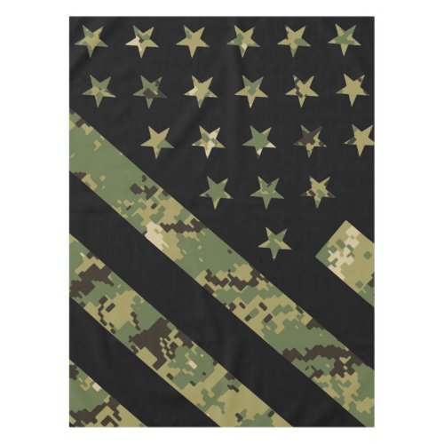 Military Digital Camouflage US Flag Tablecloth