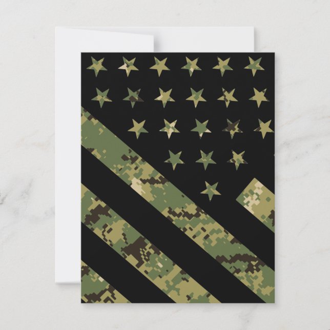 Military Digital Camouflage US Flag Thank You Card (Front)