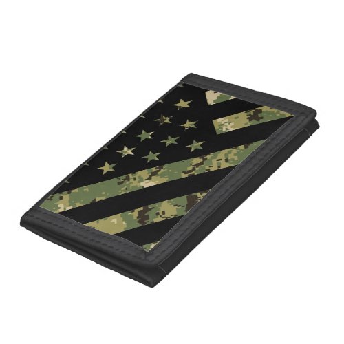 Military Digital Camouflage US Flag Trifold Wallet