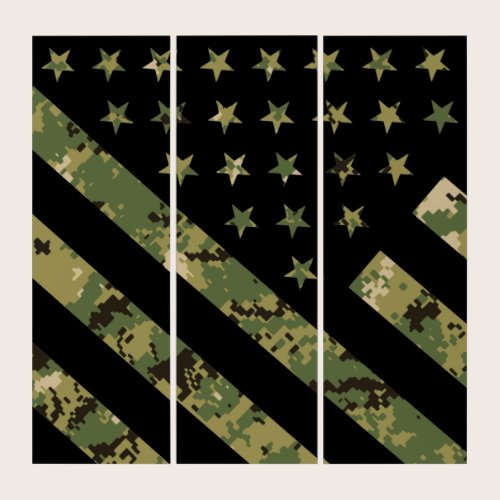 Military Digital Camouflage US Flag Triptych