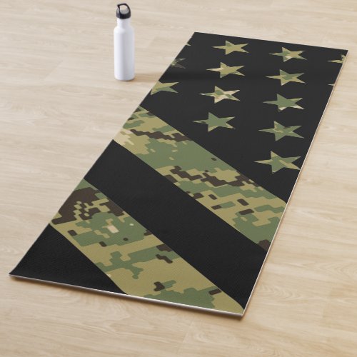 Military Digital Camouflage US Flag Yoga Mat