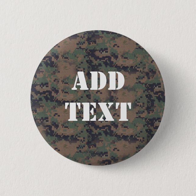 Military Digital Woodland Background Button (Front)