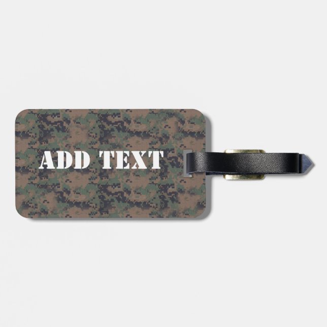 Military Digital Woodland Background Luggage Tag (Back Horizontal)