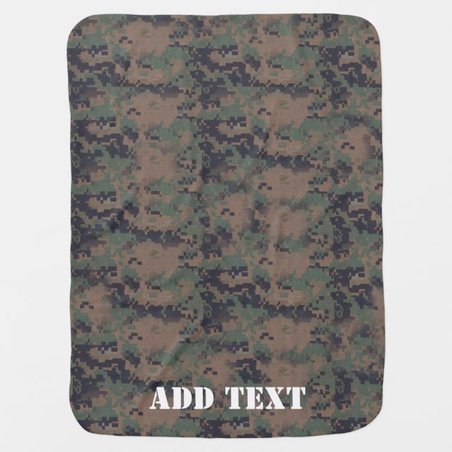 Military Digital Woodland Background Swaddle Blanket (Front)