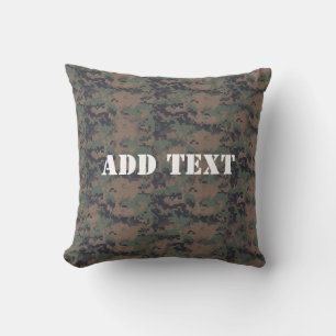 Military Digital Woodland Background Throw Pillow