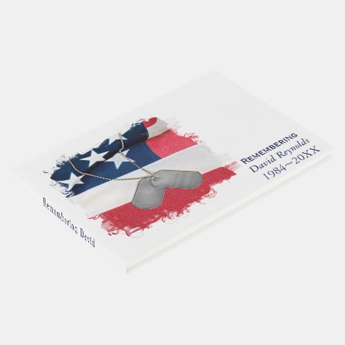 Military Dog Tag On American Flag   Guest Book
