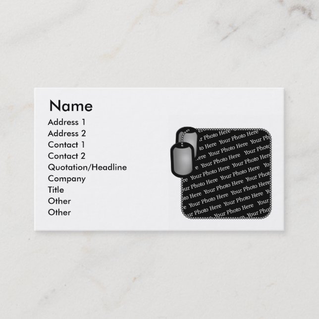 Military Dog Tag Photo Business Cards (Front)