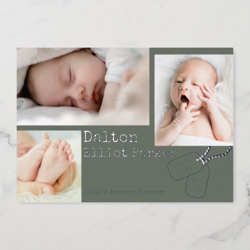 Military Dog Tags Baby Birth Announcement