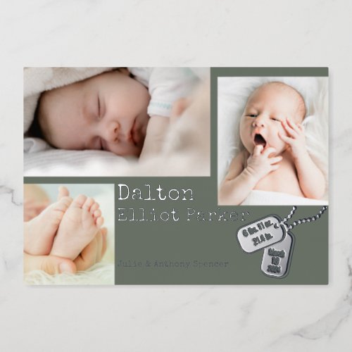 Military Dog Tags Baby Birth Announcement