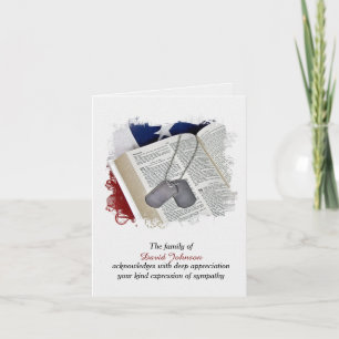 Military Dog Tags for Sympathy Thank You Card
