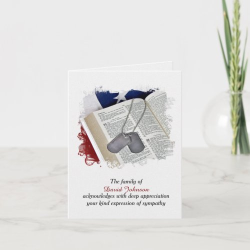 Military Dog Tags for Sympathy Thank You Card