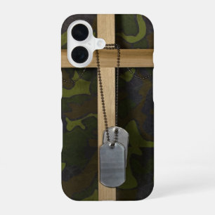 Military Dog Tags On a Cross iPhone 16 Case