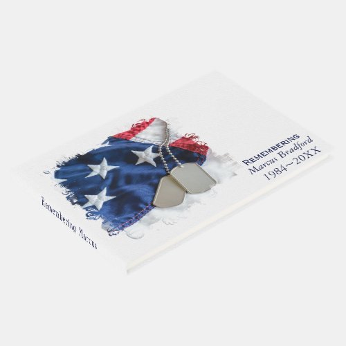 Military Dog Tags On American Flag  Guest Book