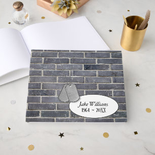 Military Dog Tags on Brick for Funeral Guest Book