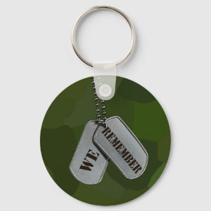 Military Dog Tags On Camouflage Keychain