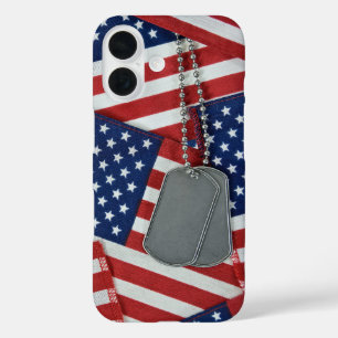 military dog tags on flags iPhone 16 case