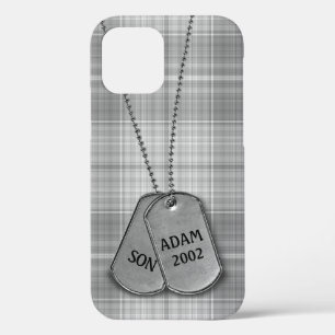 Military Dog Tags on Plaid Case-Mate iPhone Case