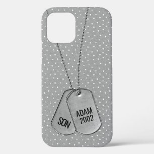 Military Dog Tags on Polka Dots iPhone 12 Case