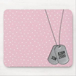 Military Dog Tags on Polka Dots Mouse Pad
