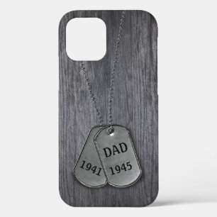 Military Dog Tags on Wood iPhone 12 Case