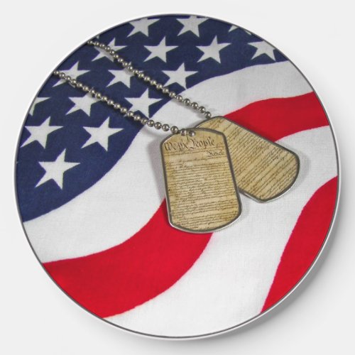 Military Dog Tags with Constitution  Wireless Charger