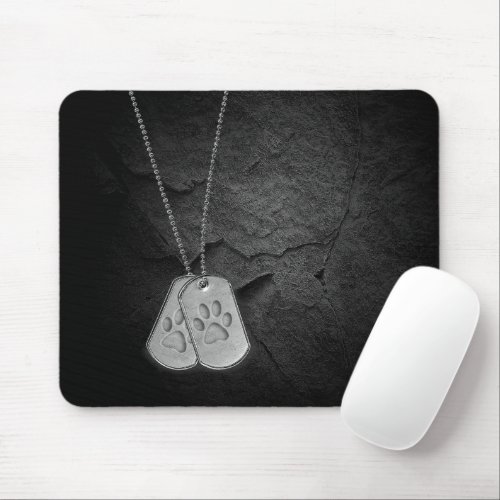 Military Dog Tags with Paw Prints  Mouse Pad