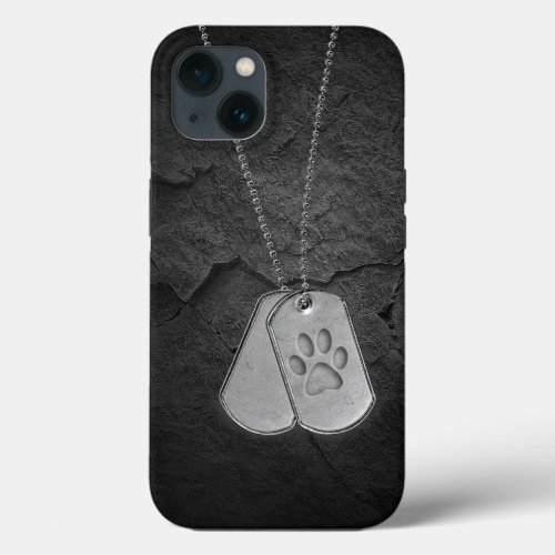 Military Dog Tags with Pawprint  iPhone 13 Case