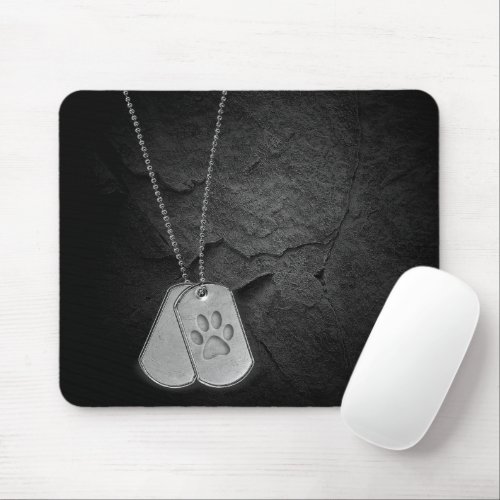 Military Dog Tags with Pawprint Mouse Pad