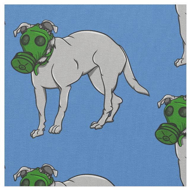 Military  Dog Wearing A Canine Gas Mask Fabric (Close Up)