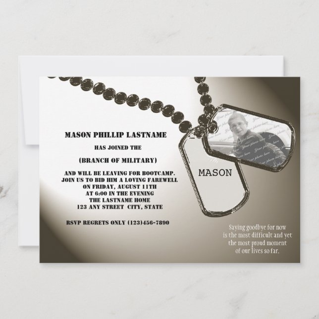 Military Dogtags Going Away Party Invitation (Front)
