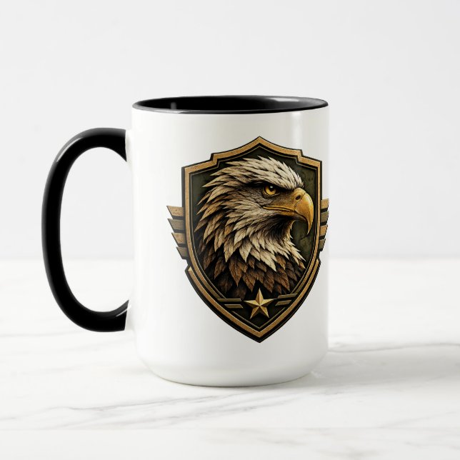 Military Eagle Crest Emblem Mug (Left)