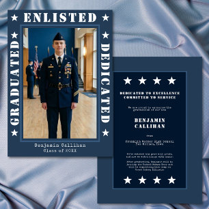 Military Enlist Blue Photo Graduation Announcement