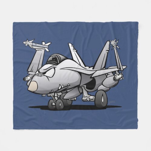Military FA_18 Hornet Naval Fighter Jet Cartoon Fleece Blanket