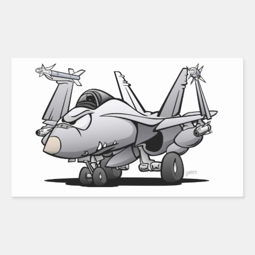 Military FA_18 Hornet Naval Fighter Jet Cartoon Rectangular Sticker