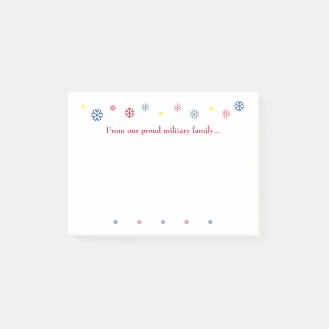 Military Family Christmas Quote Snowflakes Post-it Notes (Front)