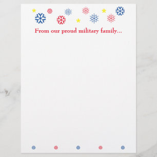 Military Family Christmas Snowflakes Customizable Letterhead