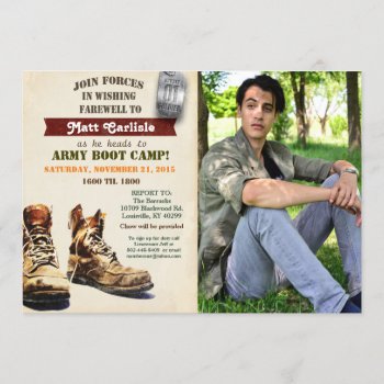 Military Farewell Going Away Boot Camp Invitation by PaperandPomp at Zazzle