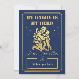 Military Father's Day Card Navy Gold Hero